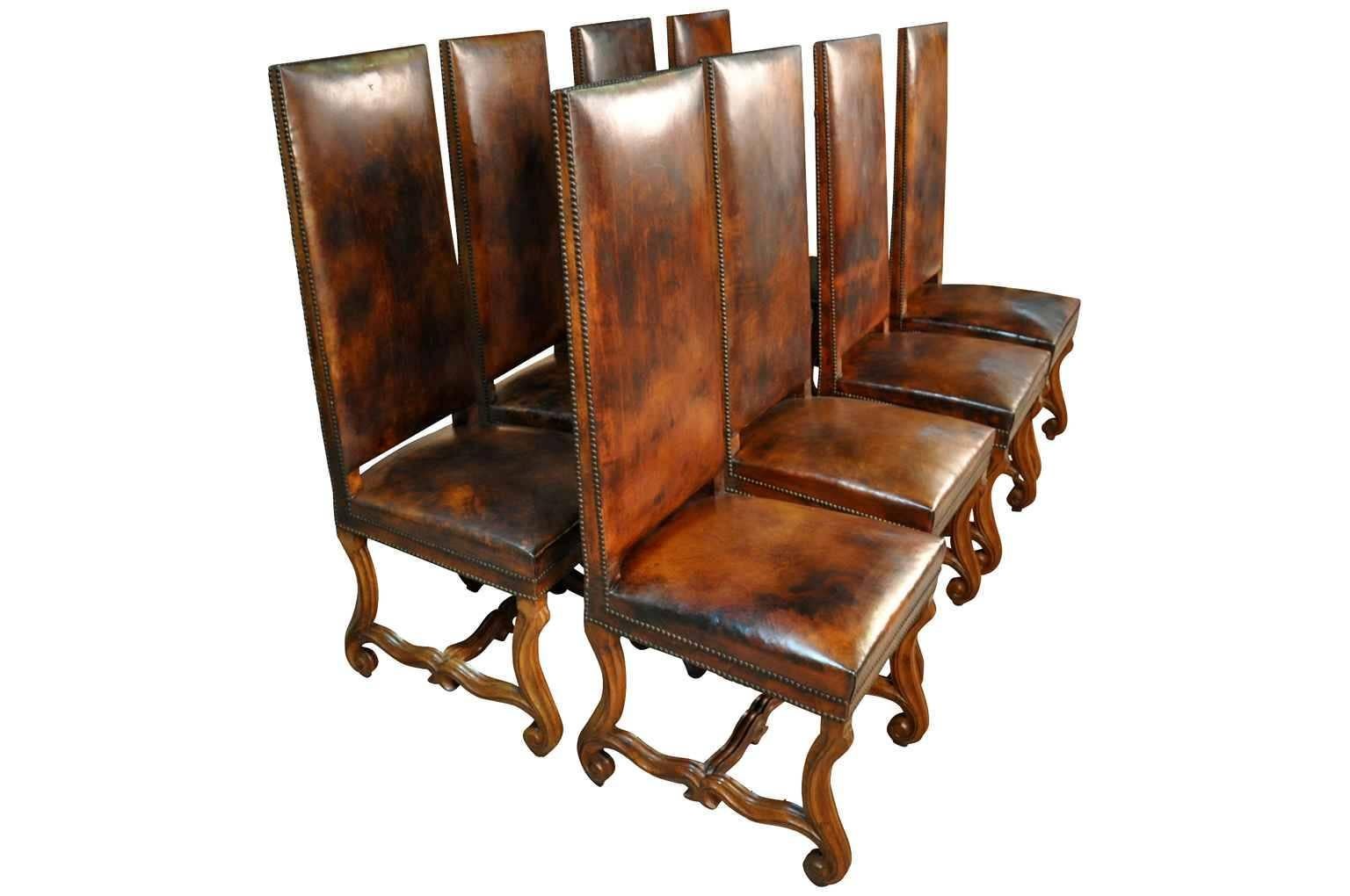 spanish leather dining chairs