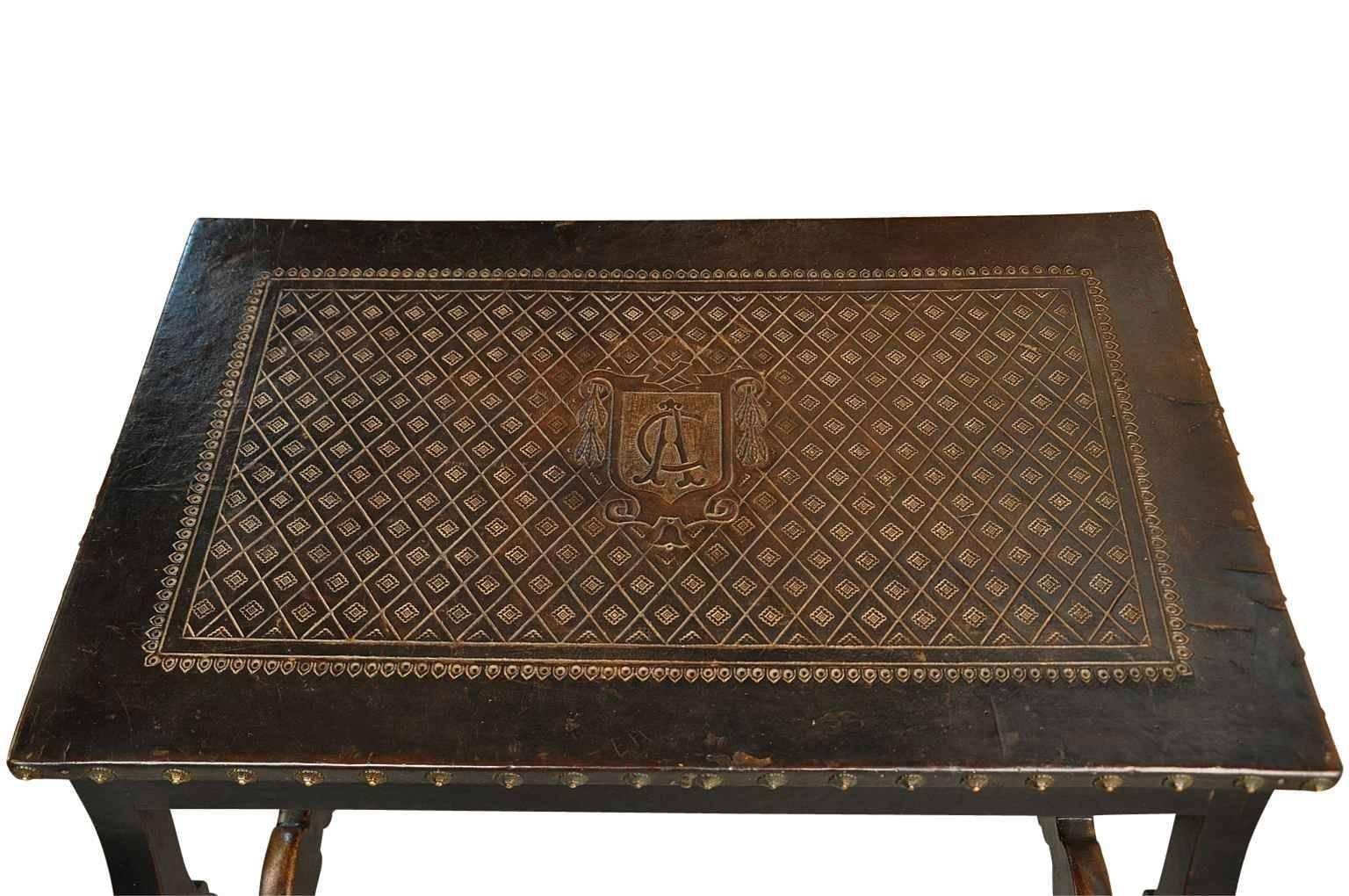 Leather Intriguing Early 19th Century Spanish Side Table