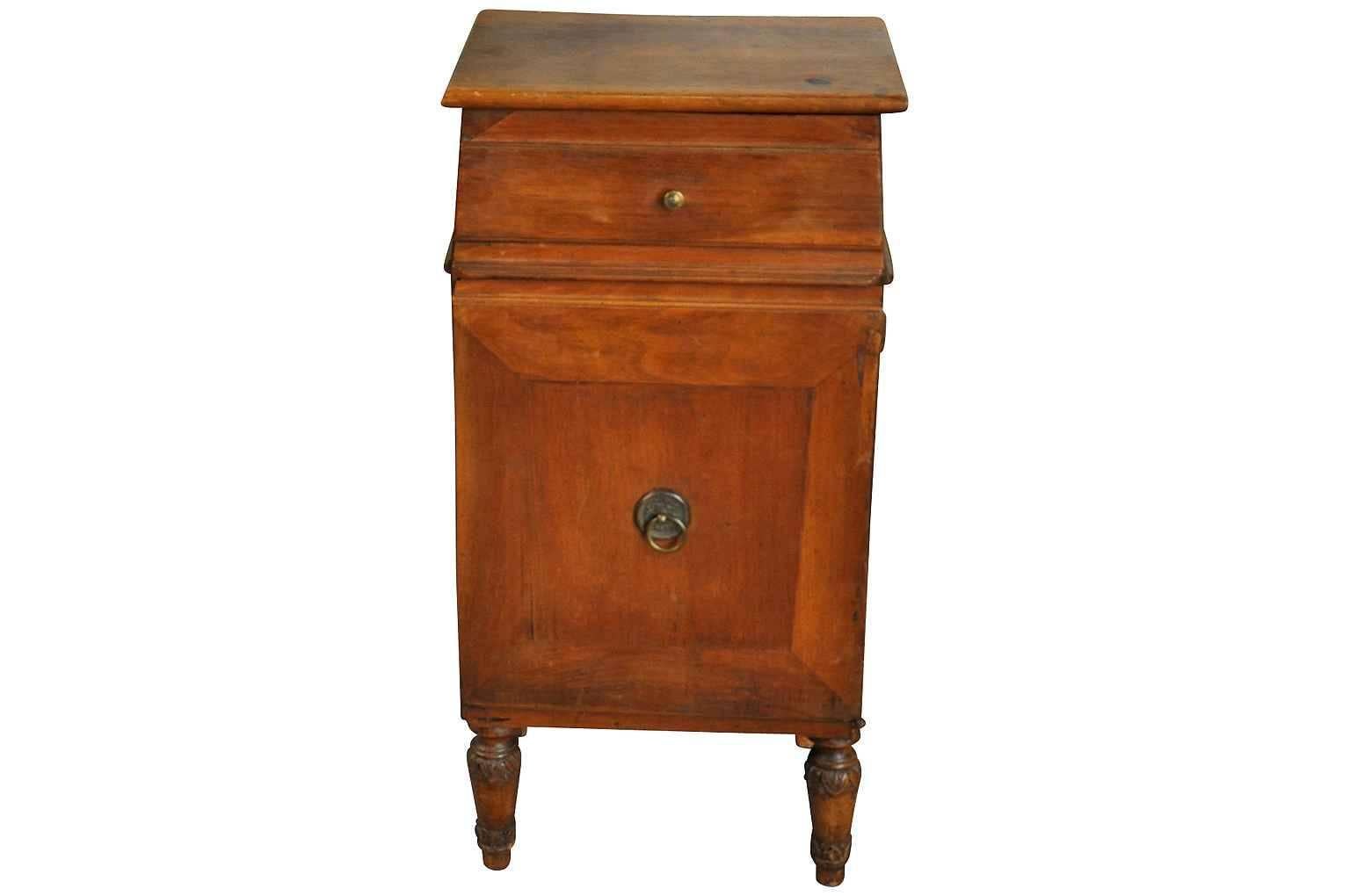Early 19th century side cabinet or nightstand handsomely constructed from walnut. From Northern Italy.
