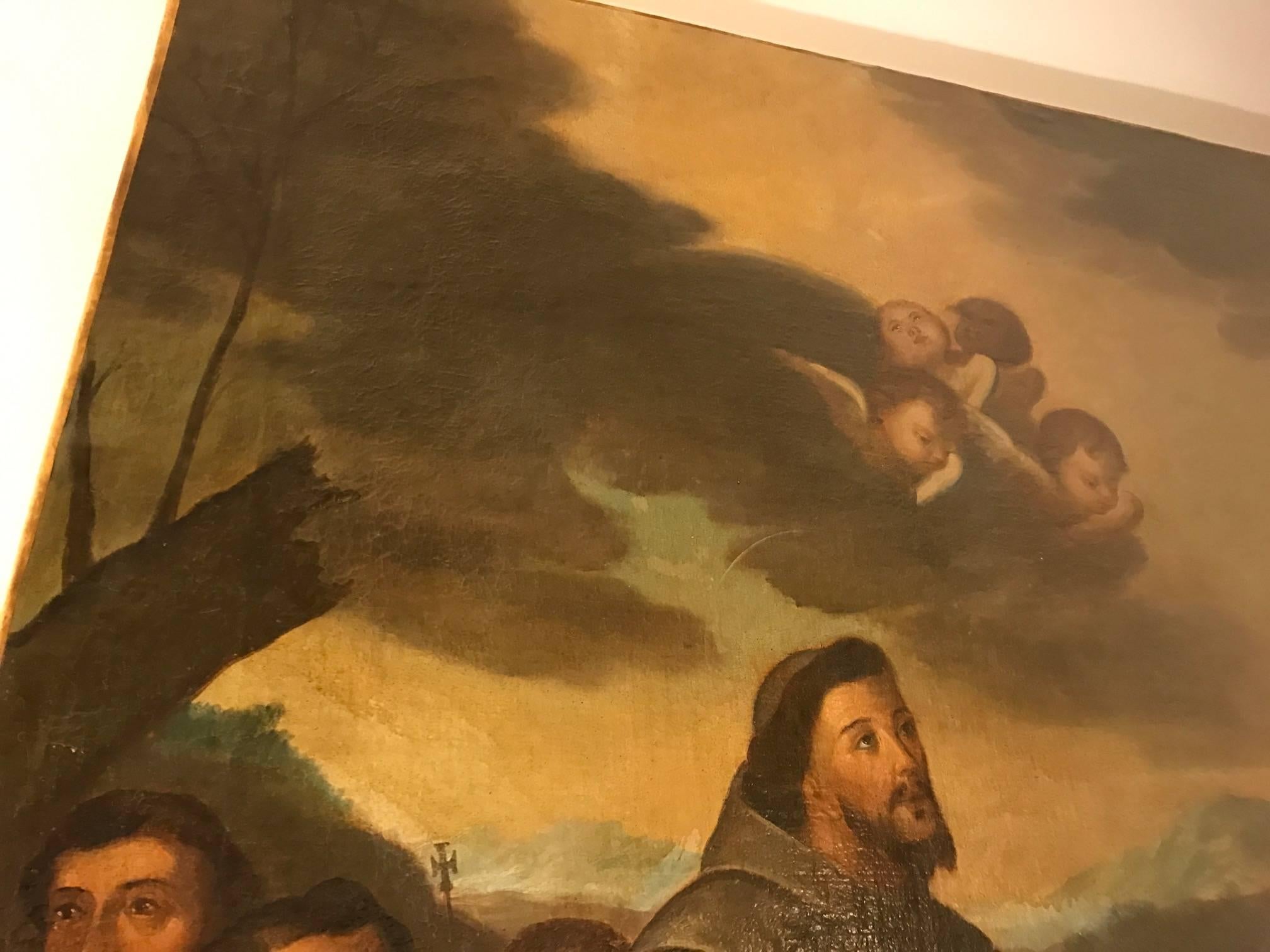 18th Century and Earlier Monumental Spanish 17th Century Painting of Saint Francis