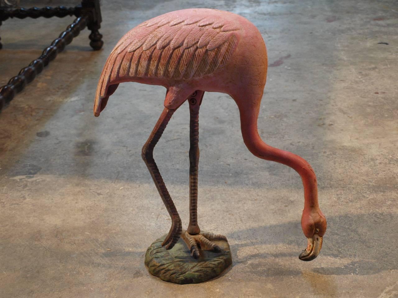 French Vintage Pair of Pink Flamingo Statues