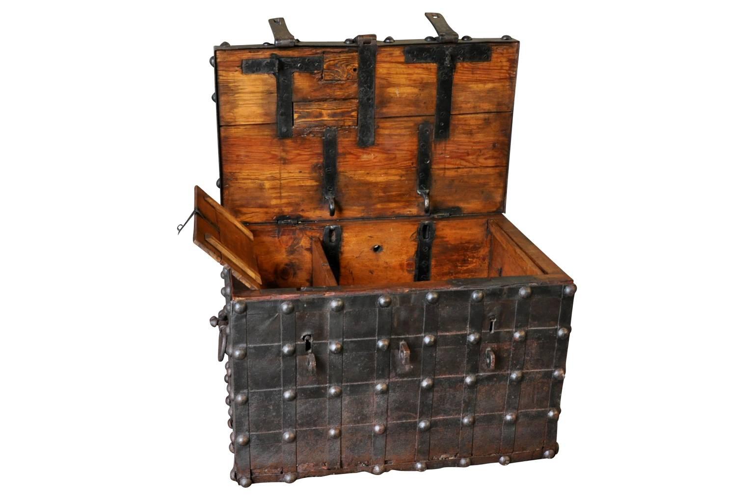 18th Century Spanish Strong Box, Coffer In Good Condition In Atlanta, GA