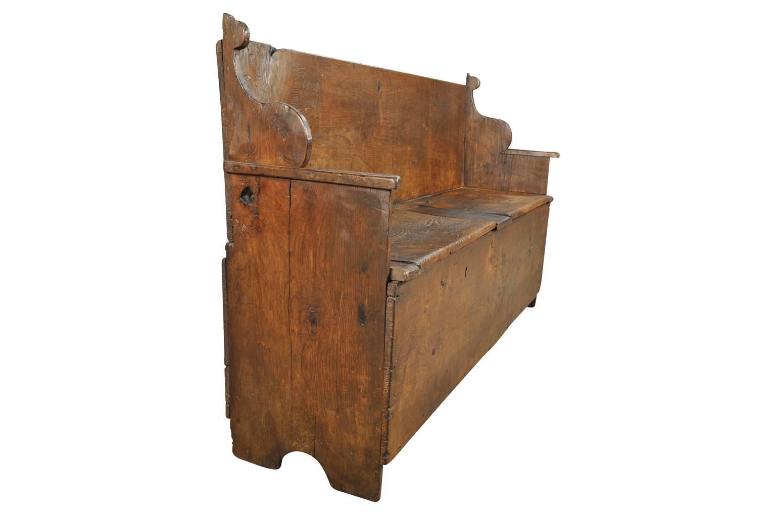 Chestnut 17th Century Primitive Italian Bench
