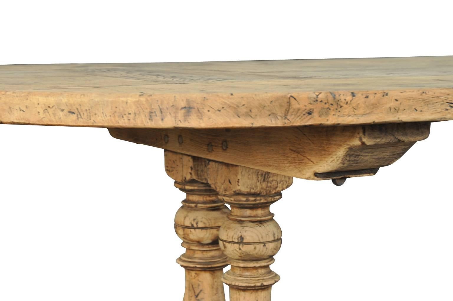 French Baluster Leg Oval Farm Table, Trestle Table 2