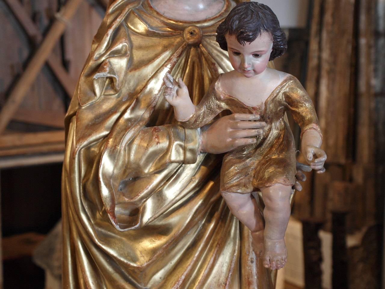French 19th Century Statue of the Madonna and Child 1