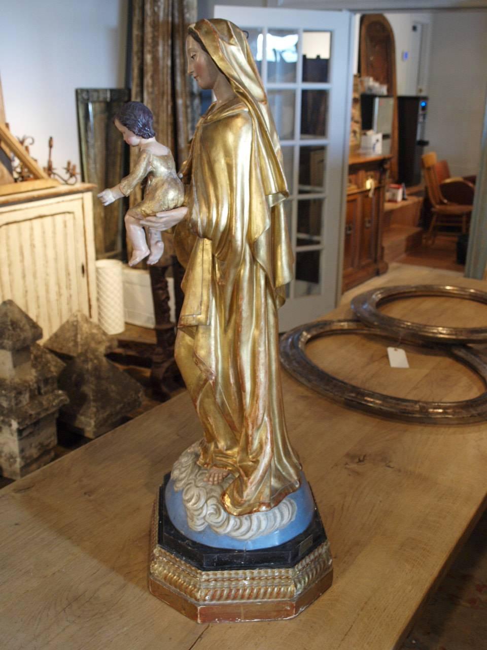 French 19th Century Statue of the Madonna and Child 2