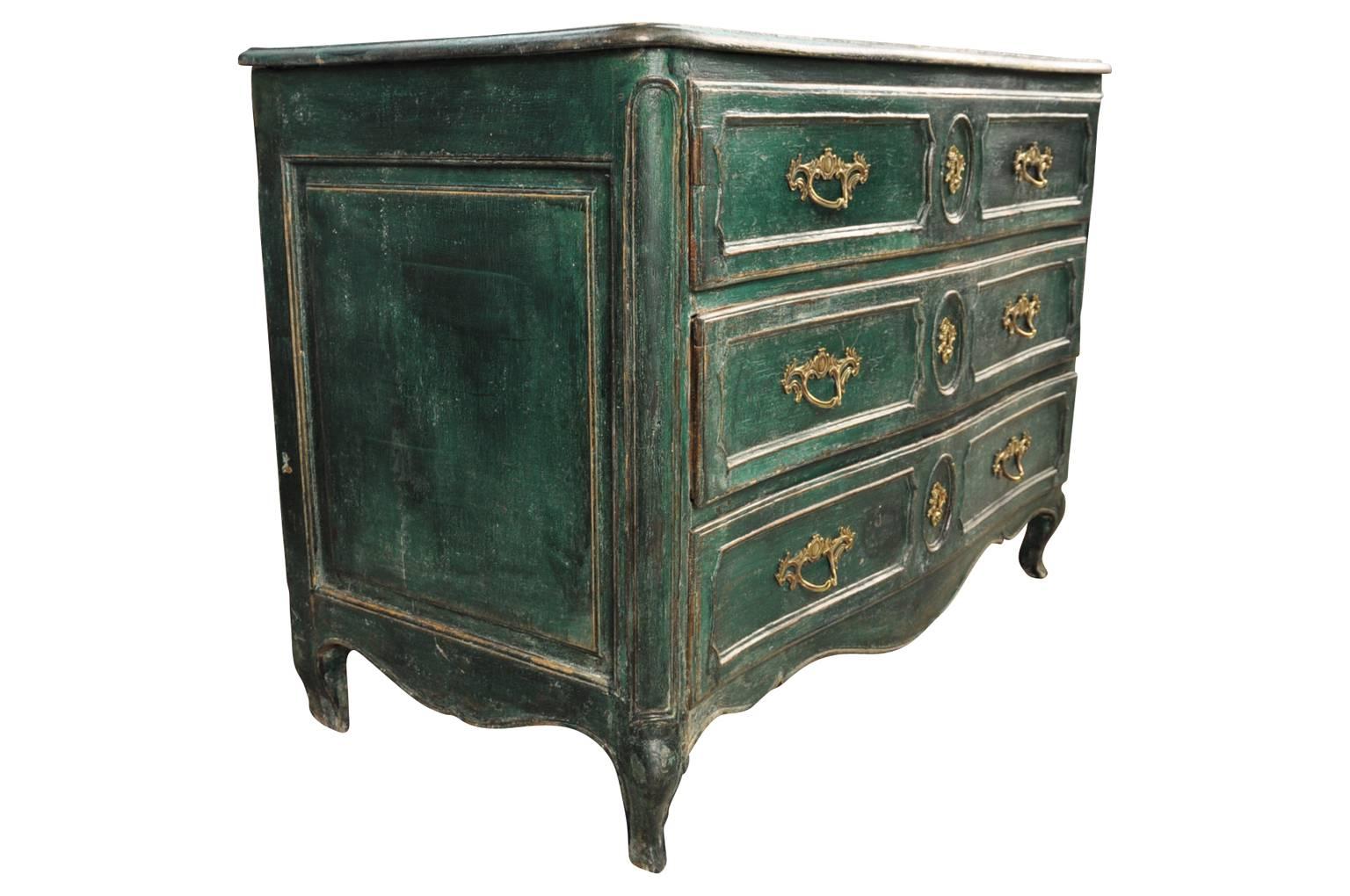 Painted French Early 19th Century Arbalette Commode