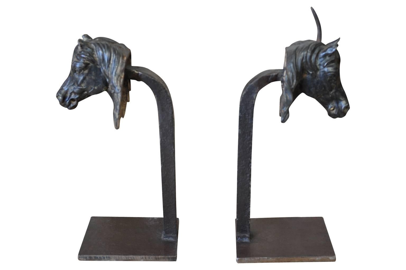 French Early 19th Century Unicorn Bookends In Good Condition In Atlanta, GA