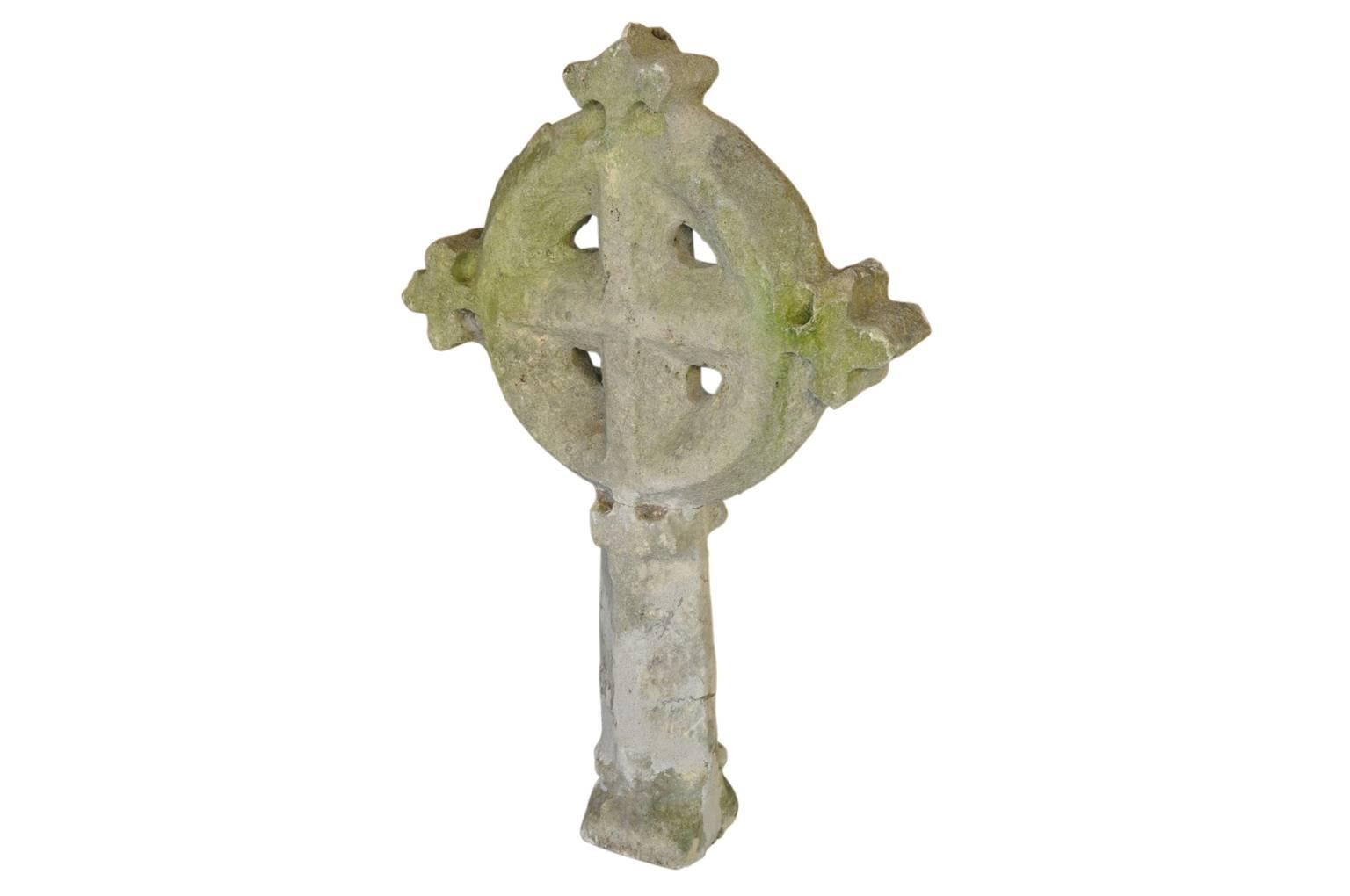 A stunning 17th century Celtic cross hand-carved from stone. This spectacular cross once graced the roof above the entrance to a chapel in Kent Sussex. A wonderful piece to decorate any interior or garden.
