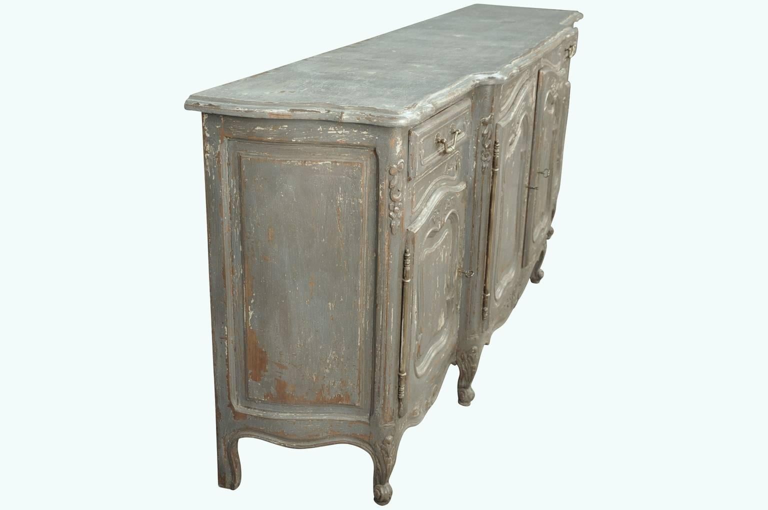 French, Early 20th Century Provencal Buffet, Enfilade in Painted Wood In Excellent Condition In Atlanta, GA