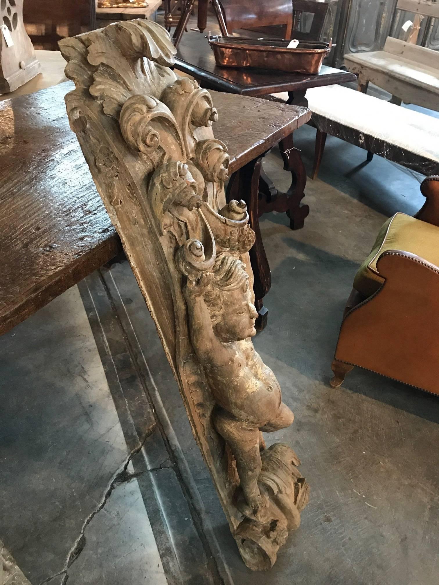 Carved Exquisite Pair of Early French 17th Century Corbels
