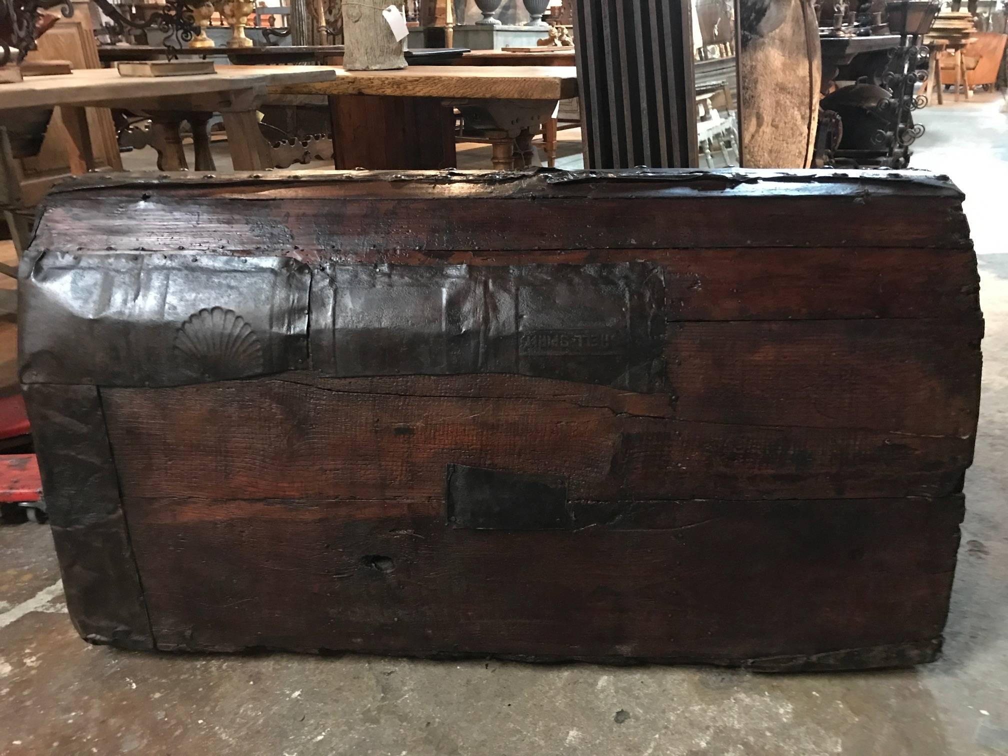 Leather Spanish 17th Century Malle - Marriage Trunk For Sale