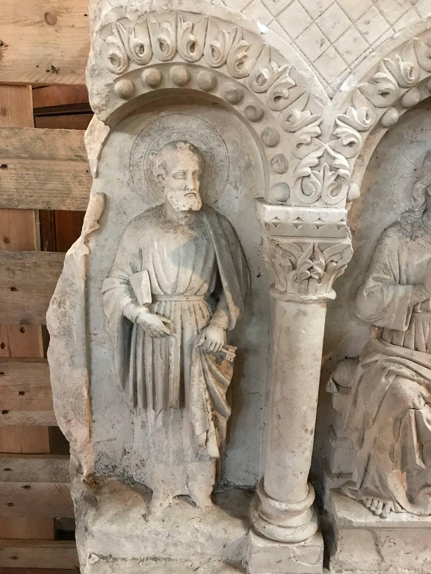 19th Century Relief Carving of Jesus with Peter and Paul 1