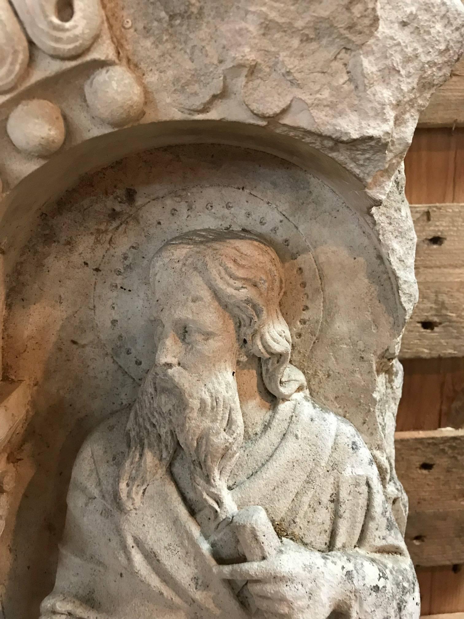 19th Century Relief Carving of Jesus with Peter and Paul 4