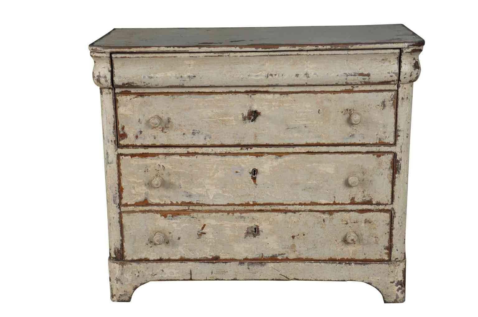 A very charming early 19th century painted commode from Northern Italy. Terrific finish and texture.