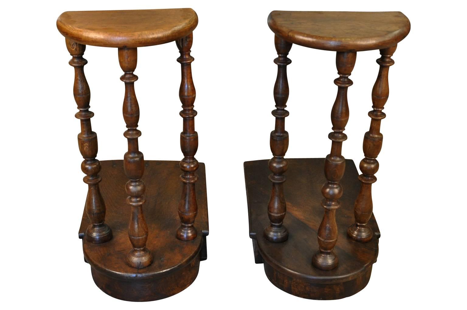 A very lovely pair of mid-19th century tables de chantre side tables from the South of France. Handsomely constructed from chestnut. Wonderful patina - very rich and luminous.