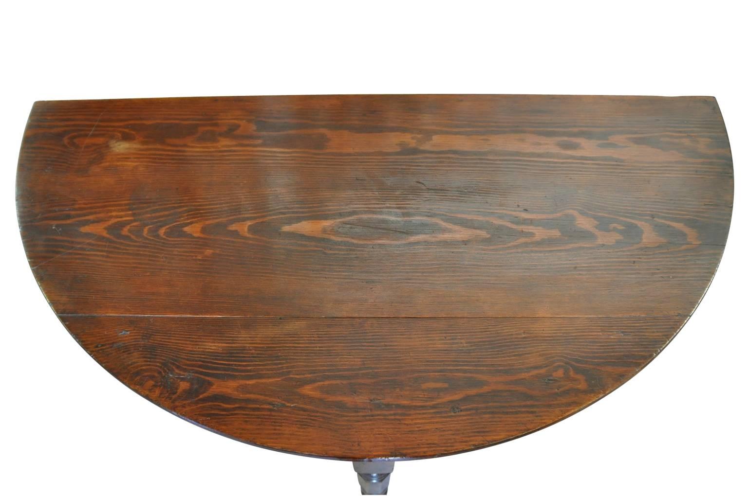 Pine Spanish Early 19th Century Demilune Console Table