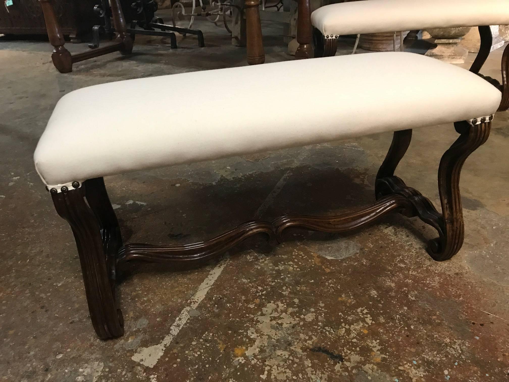 Pair of French Louis XIII Style Benches In Excellent Condition In Atlanta, GA