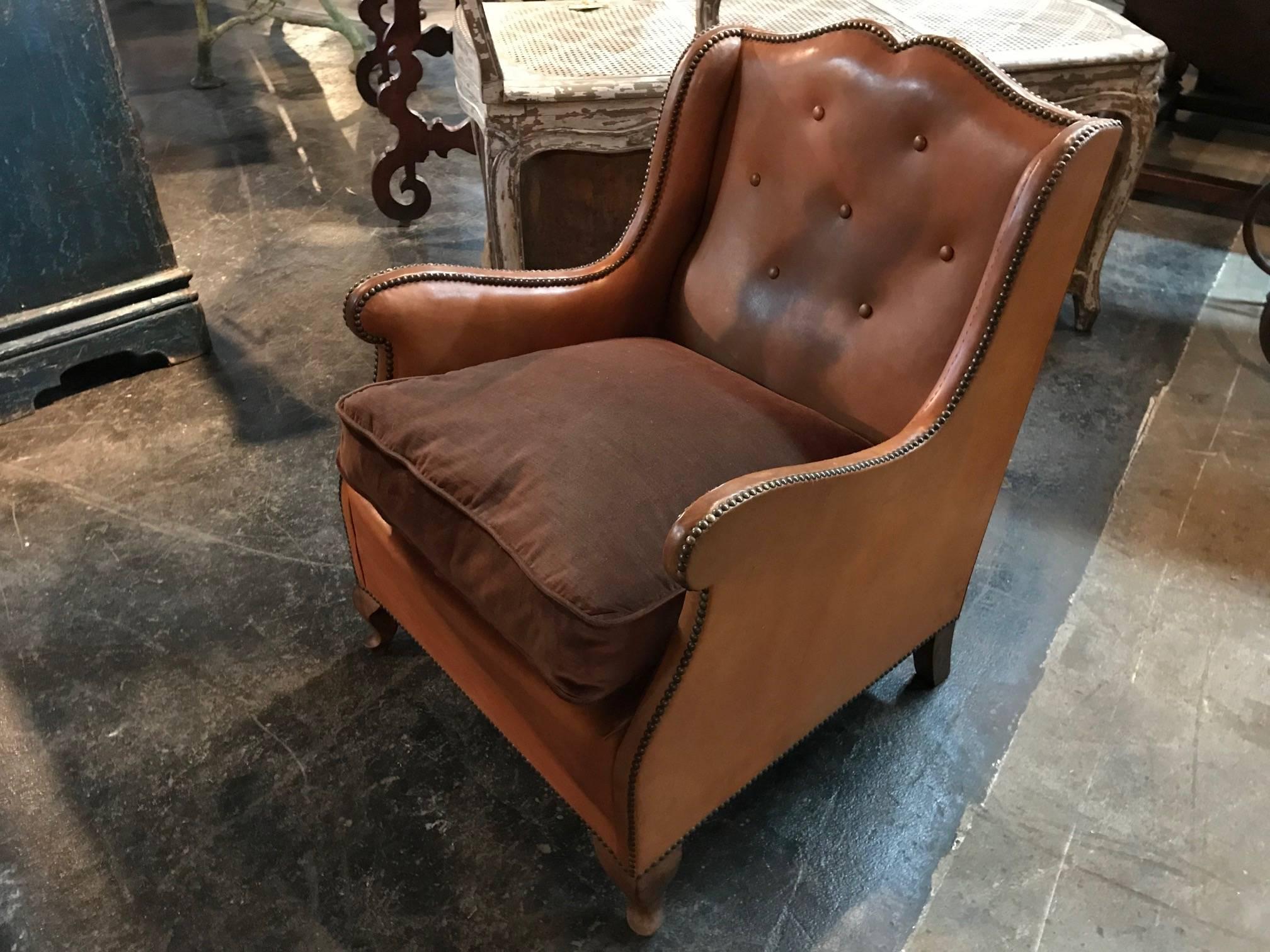 Pair of French Art Deco Club Chairs In Excellent Condition In Atlanta, GA