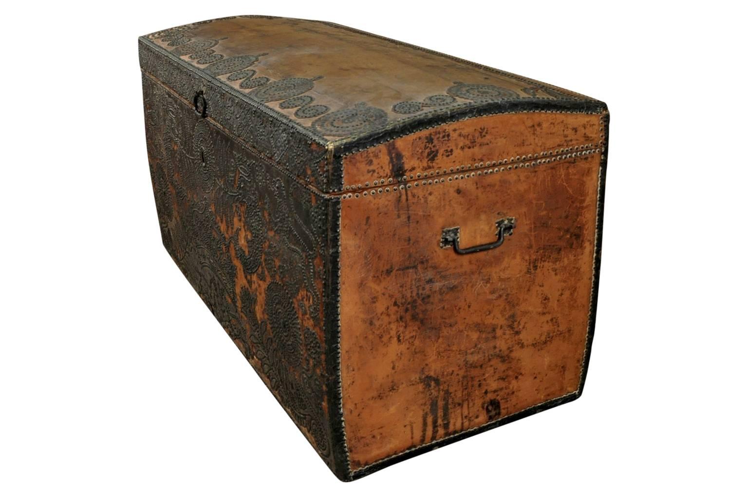 Leather 18th Century French Marriage Chest - Malle
