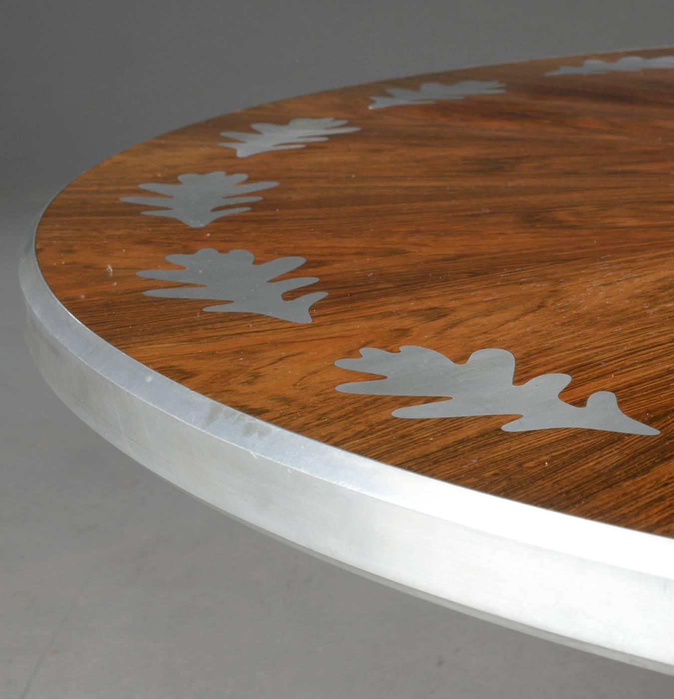 Danish Poul Cadovius Rosewood Coffee Table with Leaf Design Inlay