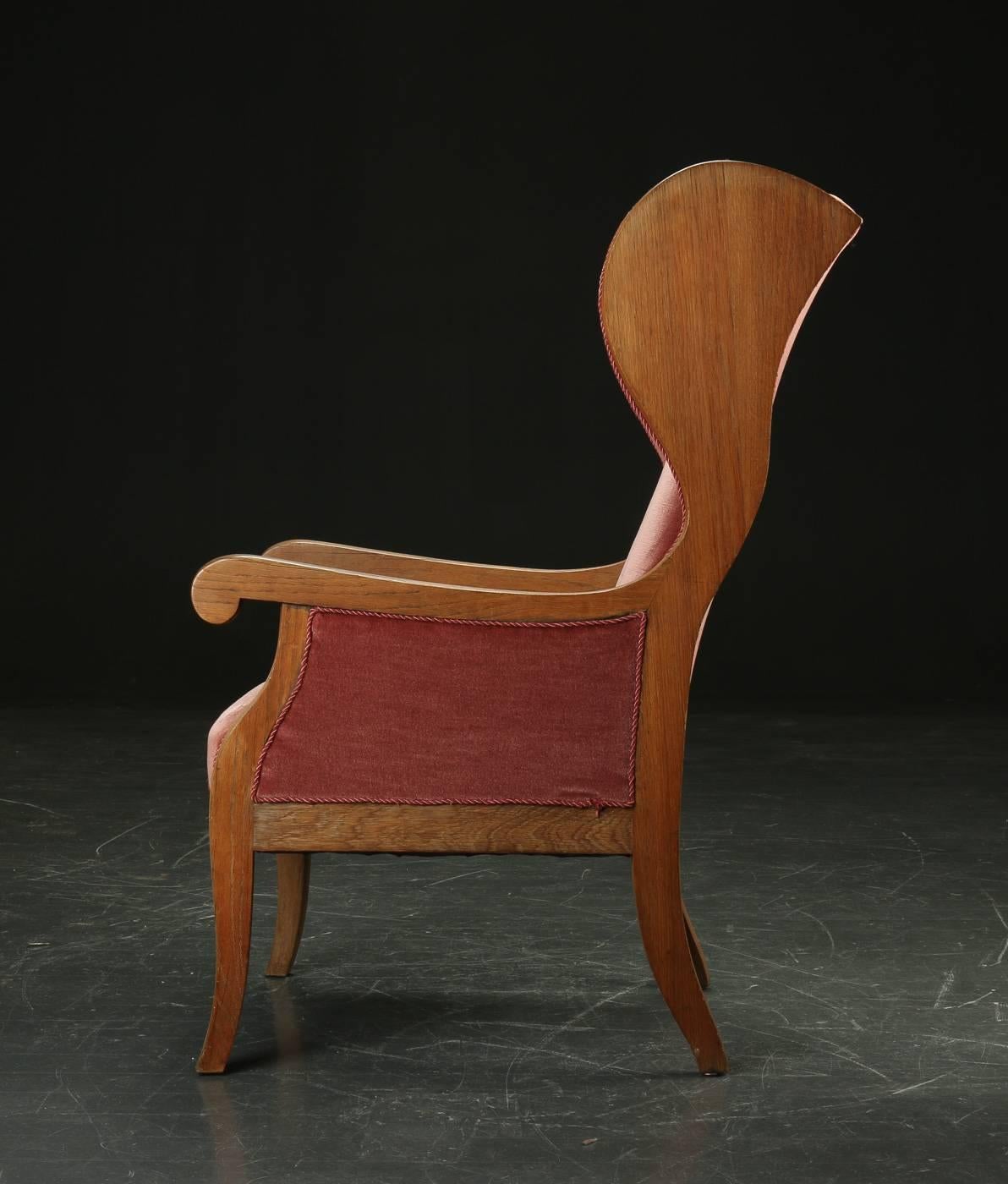 Scandinavian Modern High Wingback Chair by Frits Henningsen, 1940s For Sale