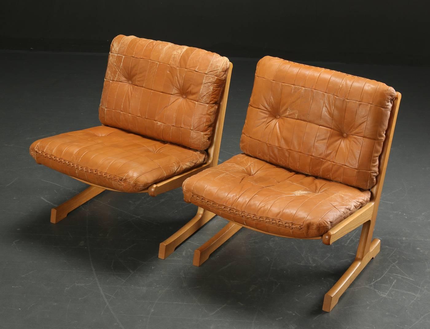 Danish Pair of Ditte and Adrian Heath Leather Easy Chairs