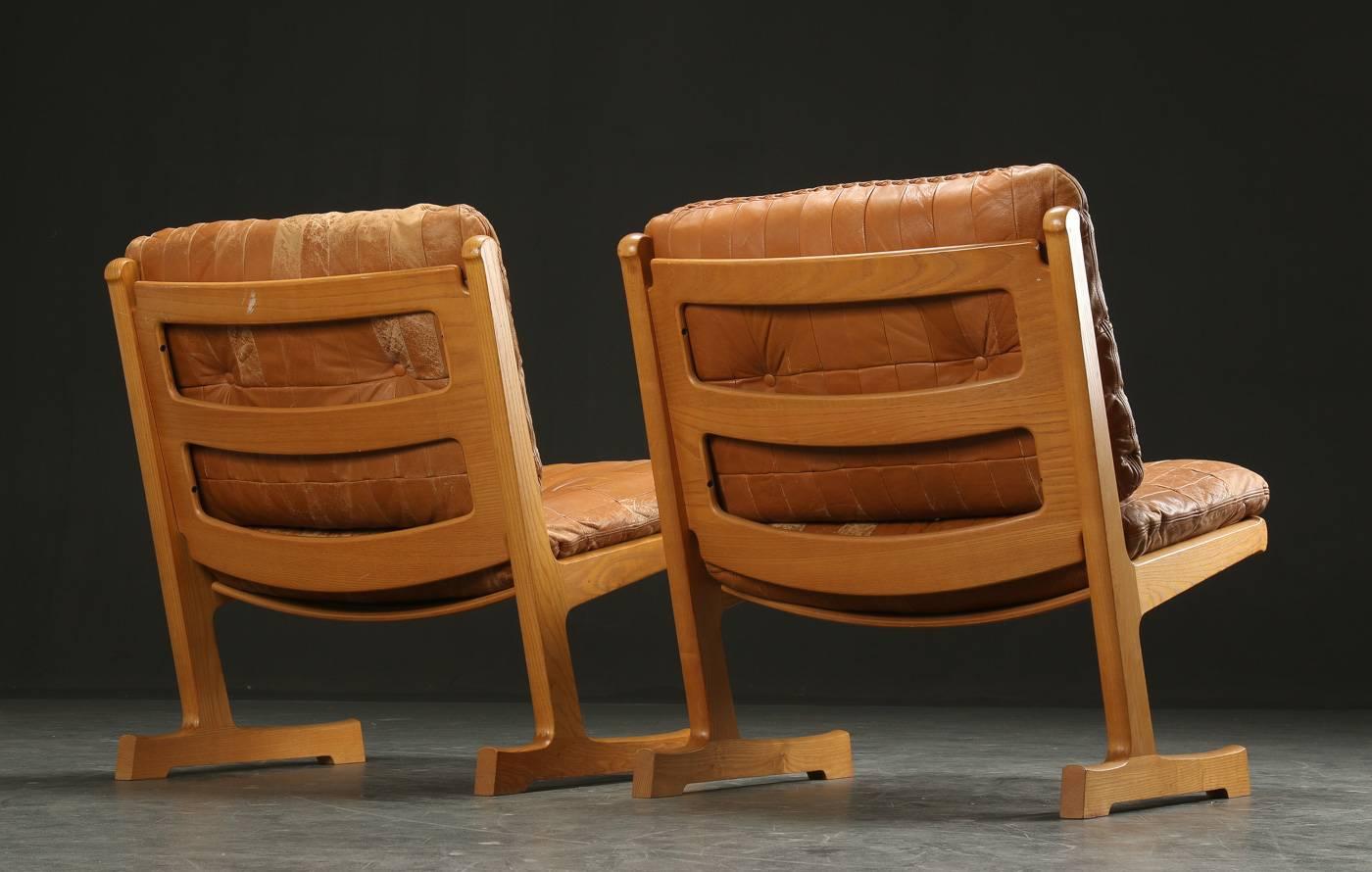 Scandinavian Modern Pair of Ditte and Adrian Heath Leather Easy Chairs