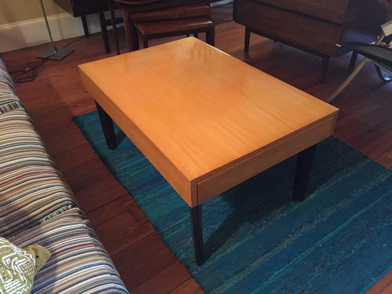 George Nelson Satinwood Coffee Table with Pull Out Trays