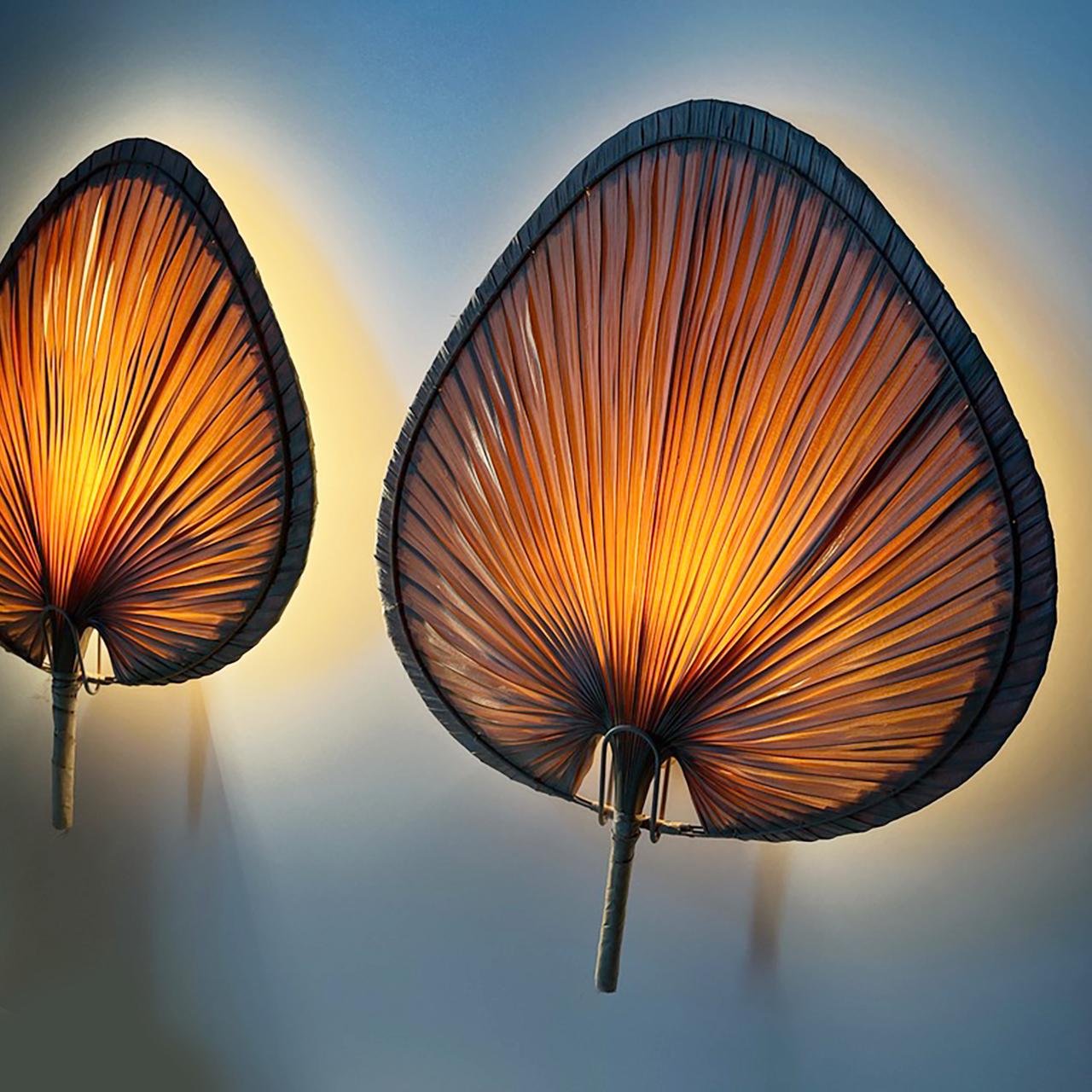 Late 20th Century Pair of Rattan Wall Lights, France 1970s For Sale