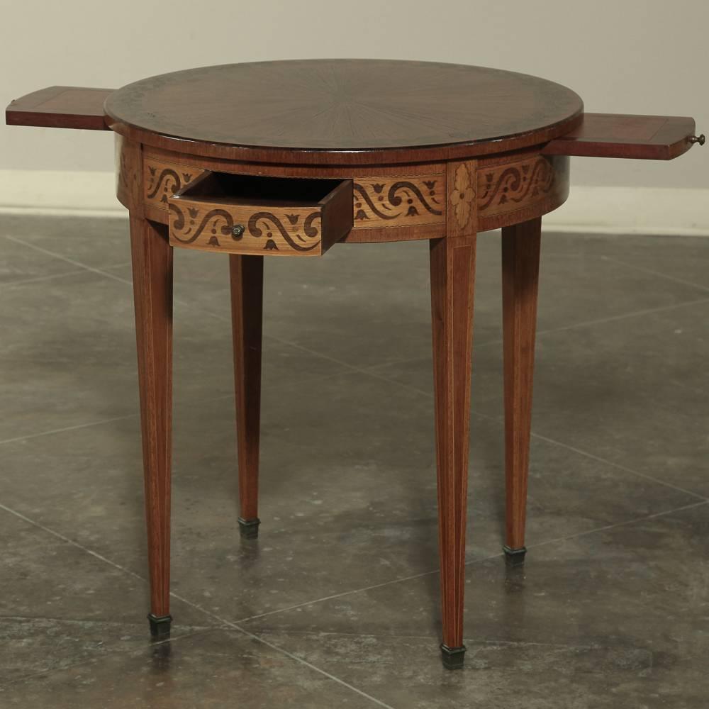 19th Century Swiss Round End Table with Pull-Outs In Excellent Condition In Dallas, TX