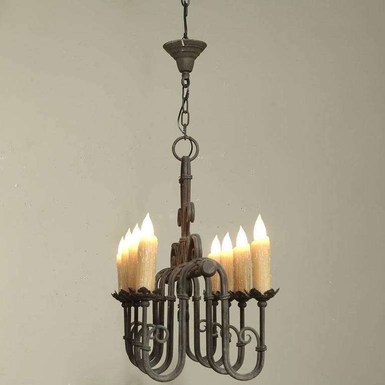 Country French Wrought Iron Chandelier at 1stDibs