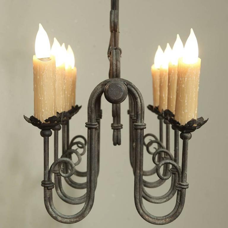 Country French Wrought Iron Chandelier at 1stDibs