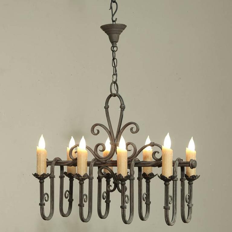Country French Wrought Iron Chandelier at 1stDibs