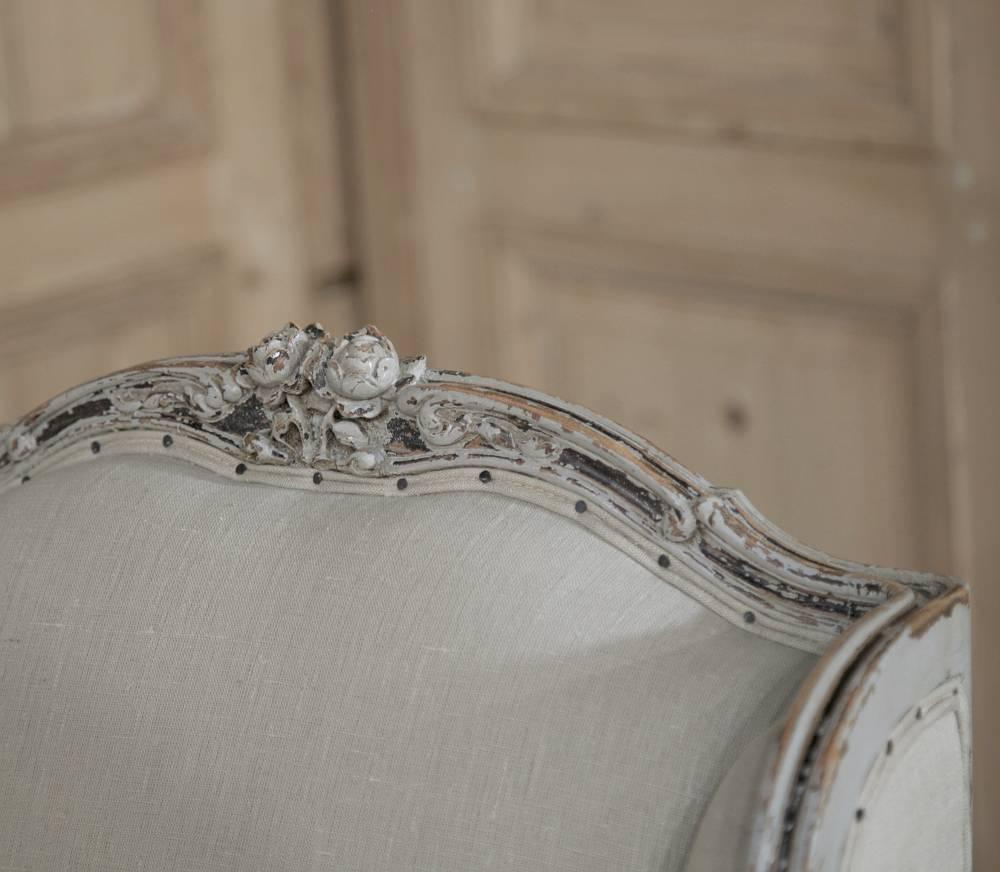 Pair Antique French Louis XV Painted Bergères /Armchairs 2
