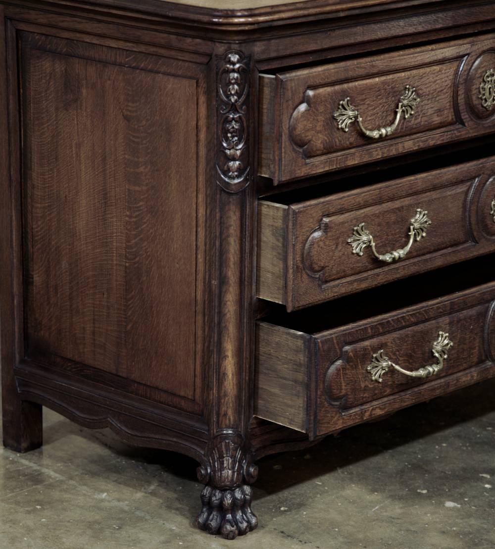 Late 19th Century Antique French Louis XIV Solid Oak Commode 