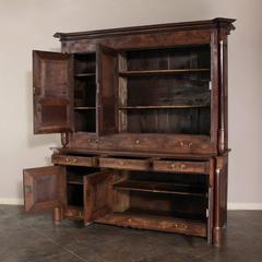 Antique Grand French Empire Period Burled Walnut Buffet a Deux Corps, Ca. 1810