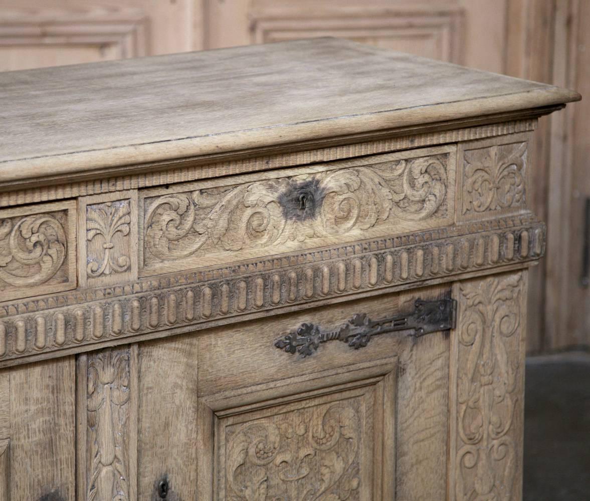 19th Century Washed Oak Renaissance Buffet 1