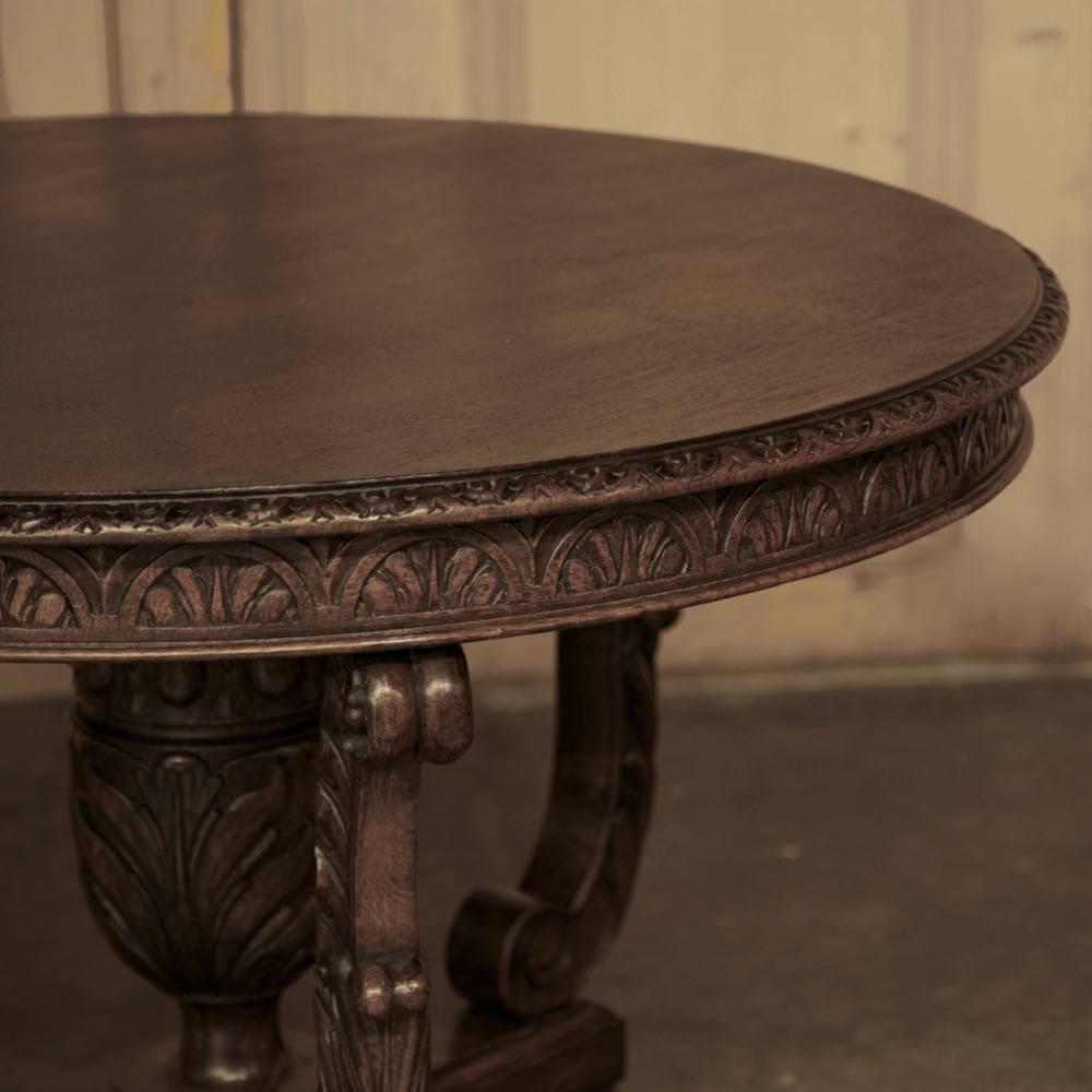 Hand-Carved 19th Century French Louis XIV Walnut Center Table