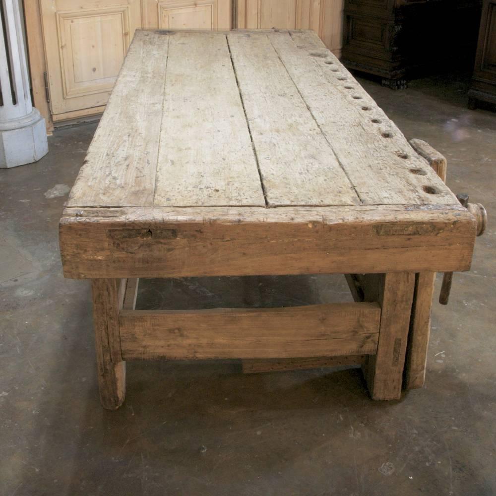Oak 19th Century Grand Rustic Country French Workbench