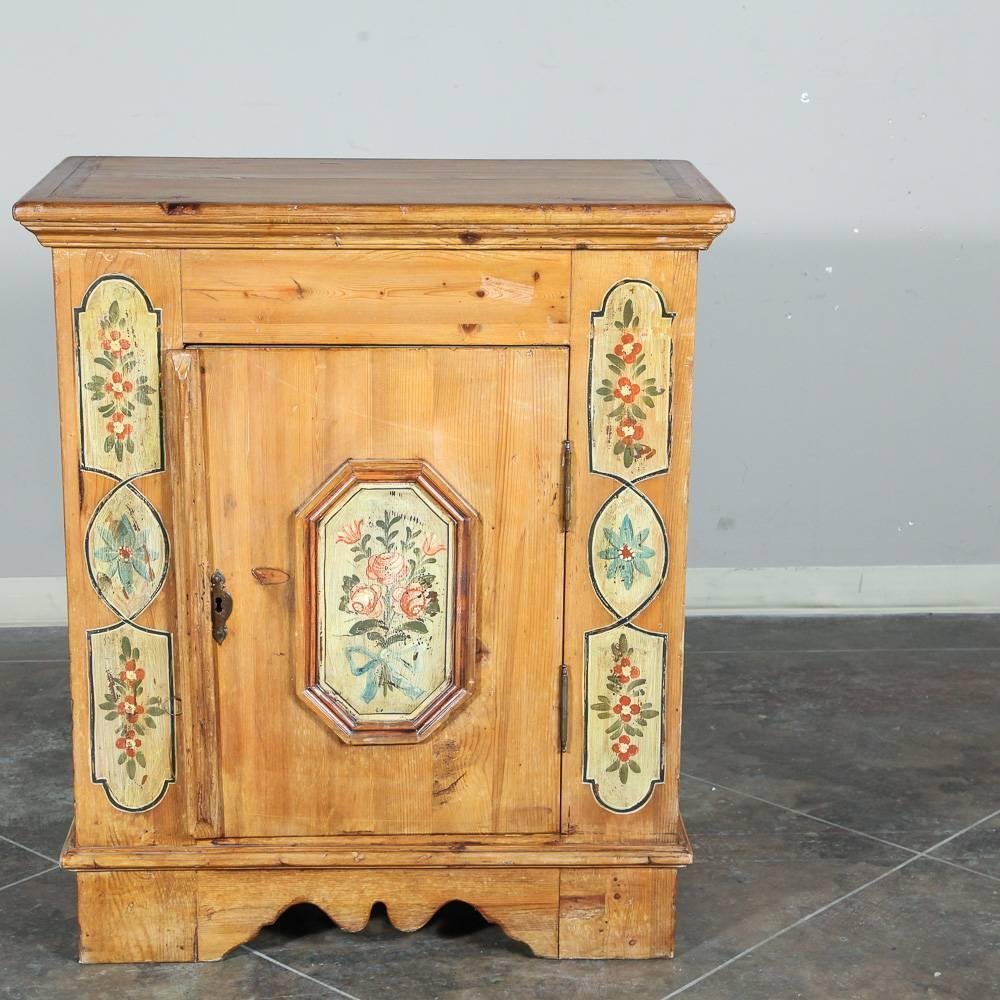 Italian Hand Painted Country Pine Confitureier Cabinet ...