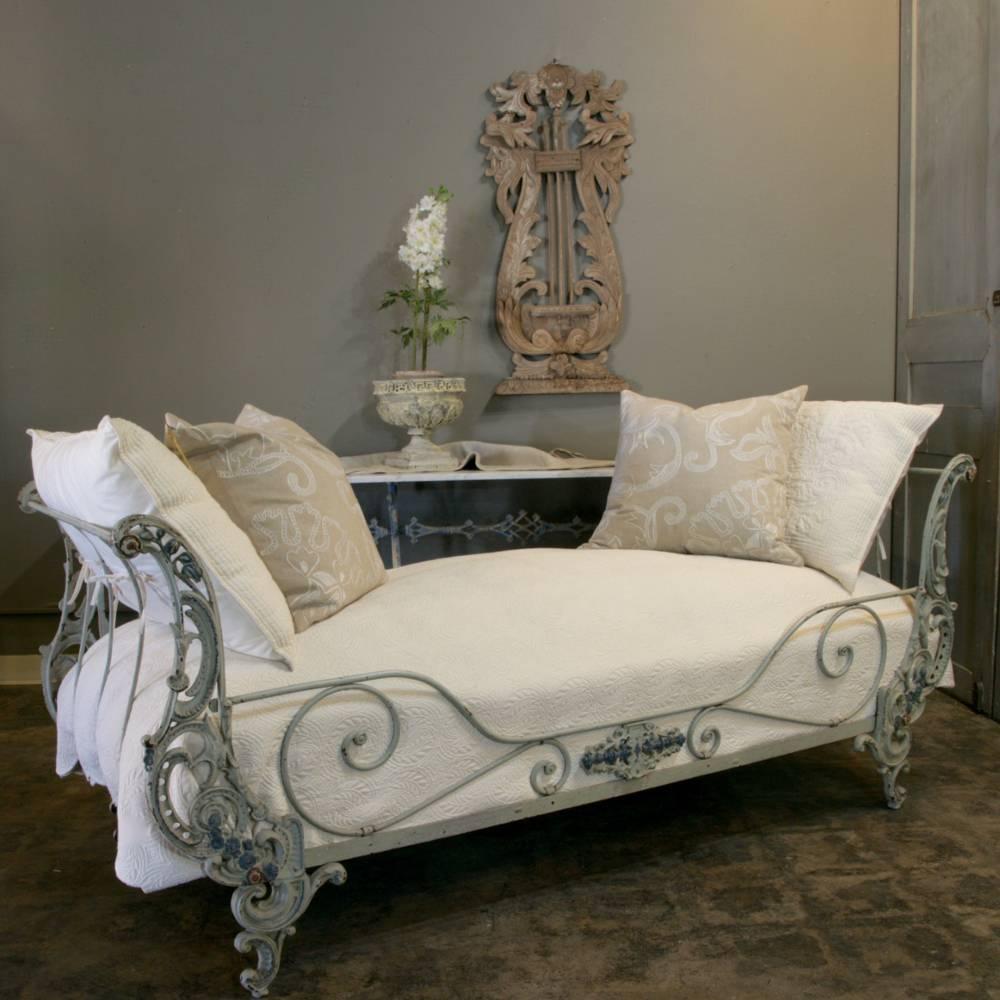 Louis XIV 19th Century Wrought Iron Painted Campaign Bed