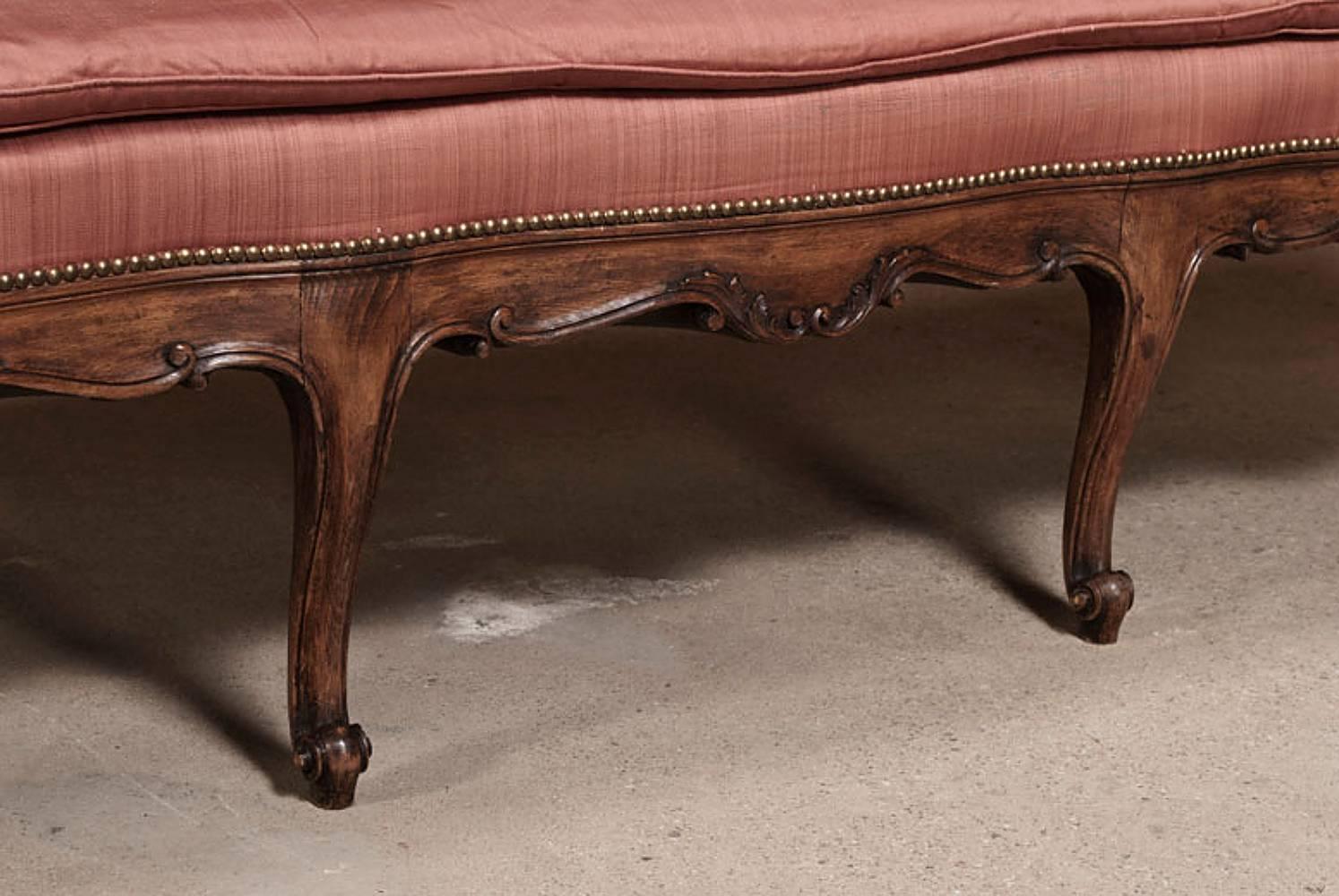 Hand-Carved 19th Century Antique Italian Baroque Walnut Sofa