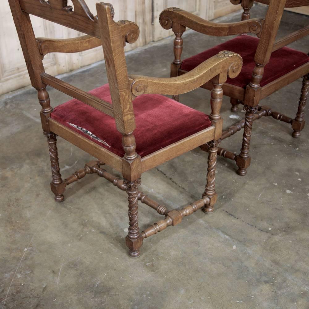 Hand-Carved Pair of 19th Century Cleric's Armchairs