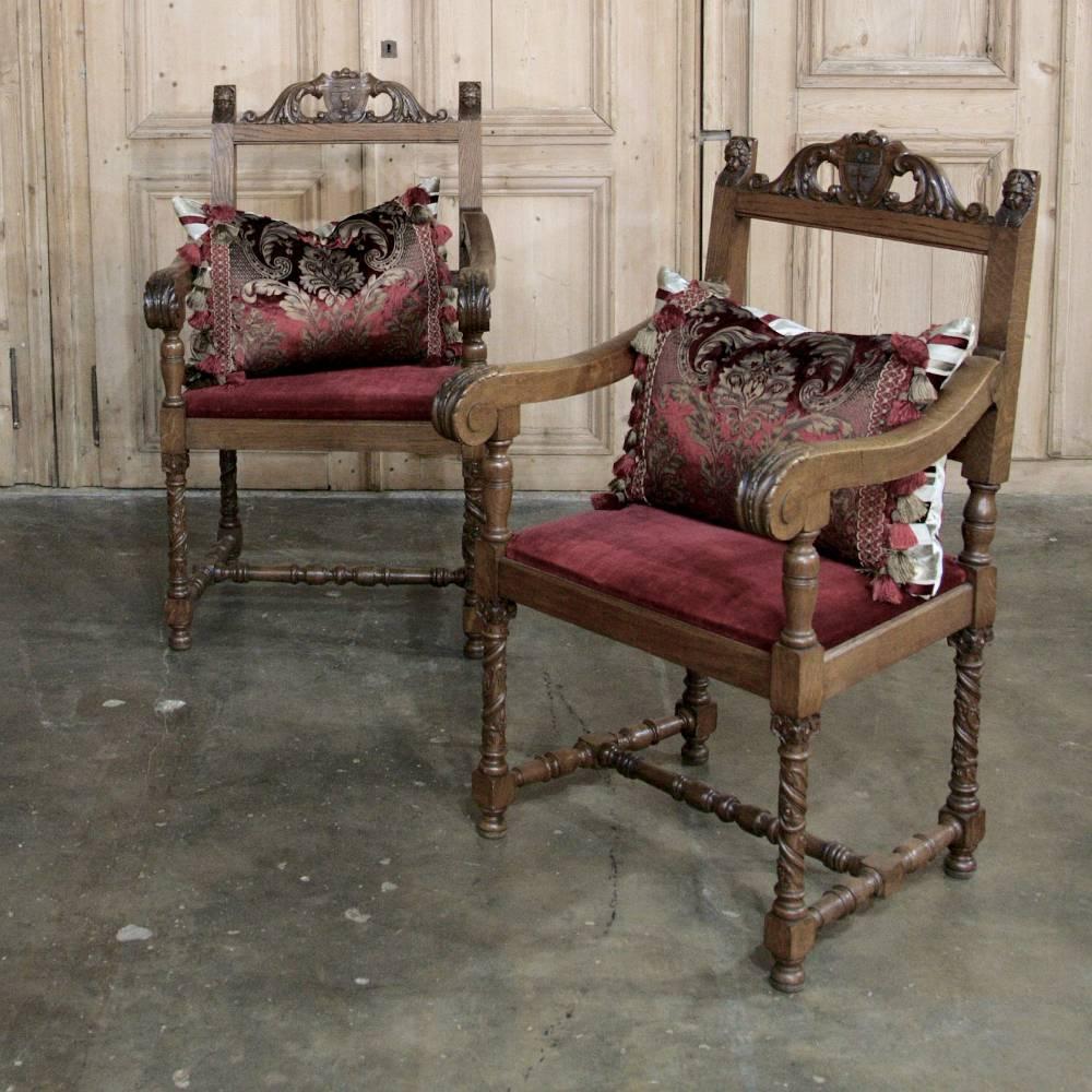 Mohair Pair of 19th Century Cleric's Armchairs