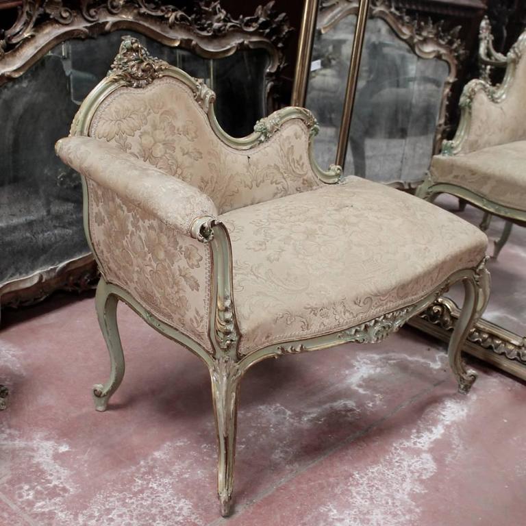 Antique Painted DemiCanapé at 1stDibs