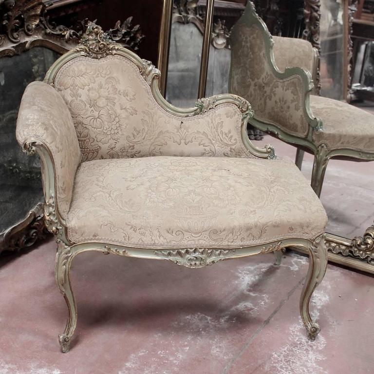 Antique Painted DemiCanapé at 1stDibs