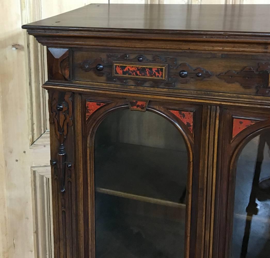 19th Century Flemish Renaissance Vitrine and Bookcase In Excellent Condition In Dallas, TX