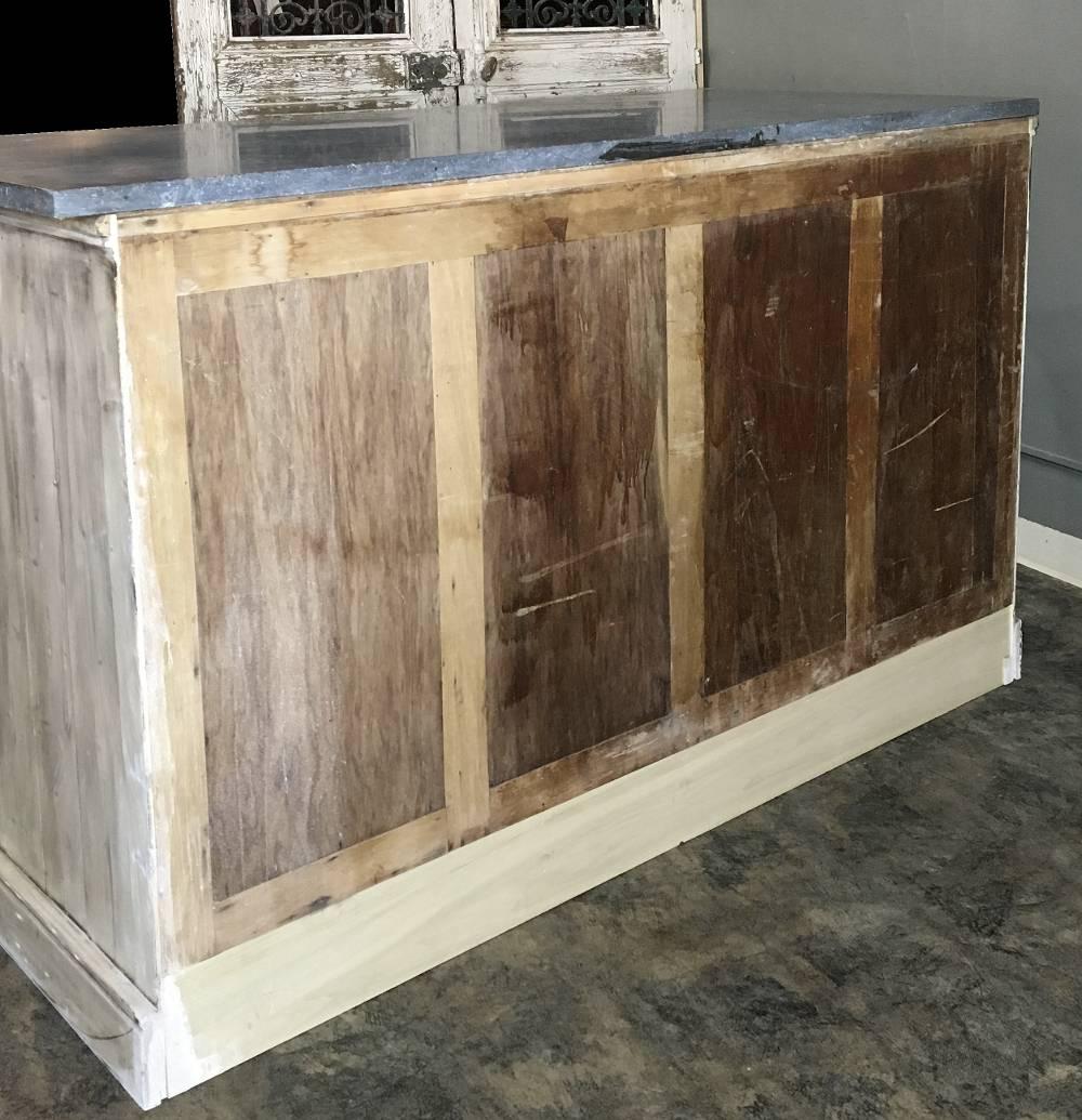 Hardwood Antique Marble-Top Pharmacy Counter