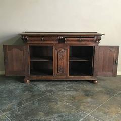 19th Century French Baroque Hand-Carved Oak Buffet